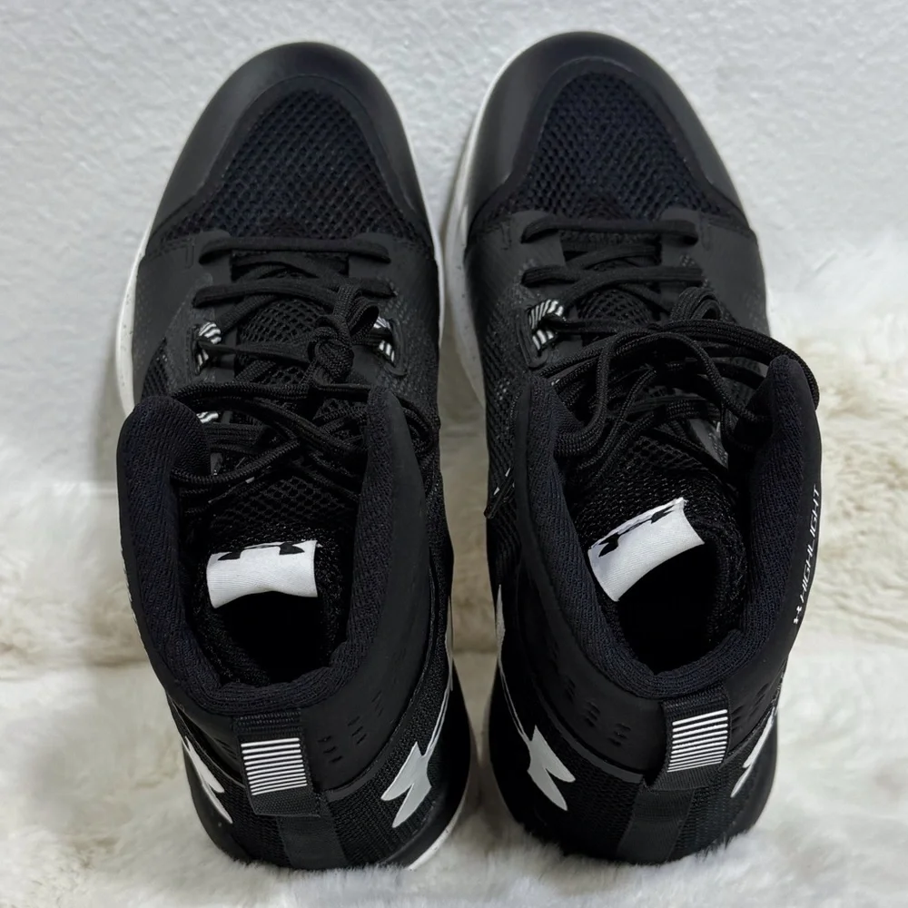 Under Armour Highlight Ace Sneakers Black White Mid-Top Volleyball Shoes - Picture 4 of 8
